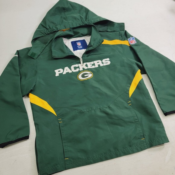 Green Bay Packers Jacket Youth Boys Sz M (12-14) Reebok NFL Windbreaker‎ Jacket - Picture 2 of 10